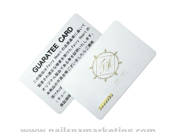 the plastic card for nail and spa