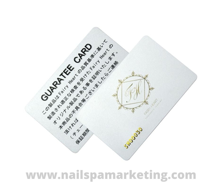 the plastic card for nail and spa