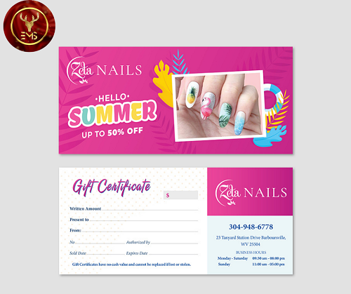 gift certificate nail salon summer