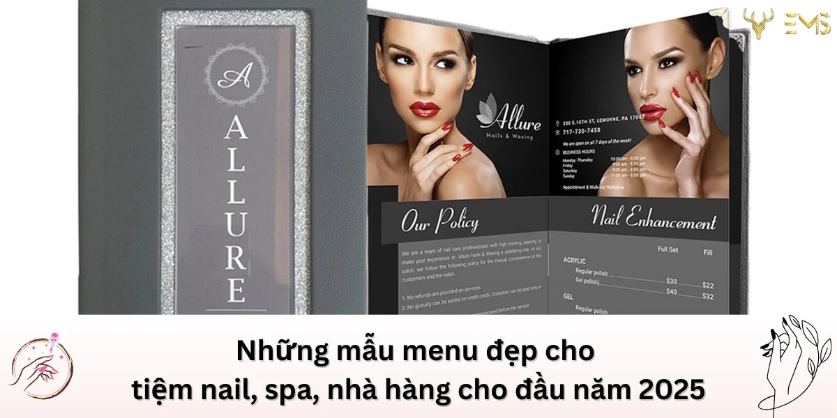 mẫu menu đẹp cho tiệm nail, spa, nhà hàng